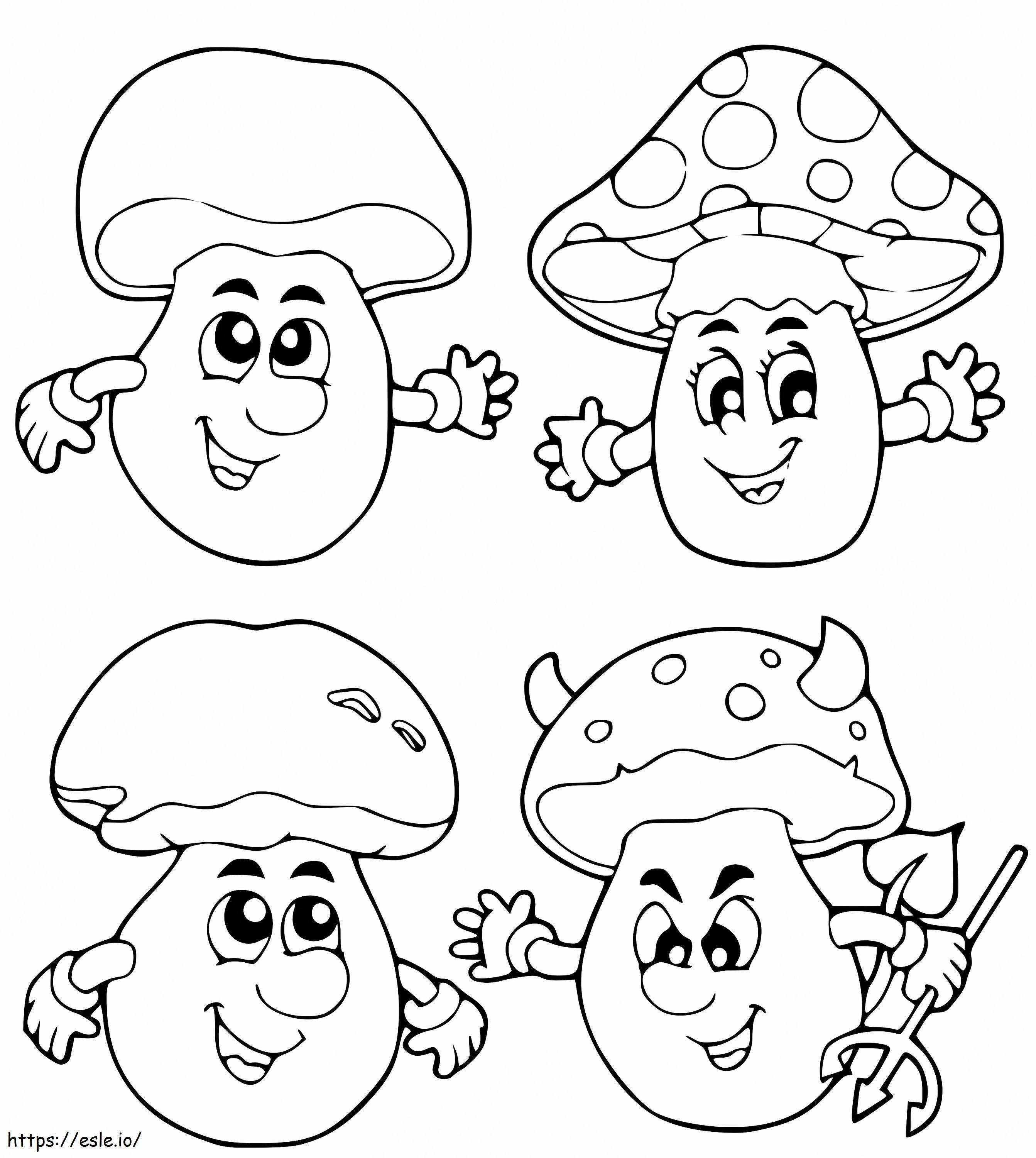 Autumn Mushrooms coloring page