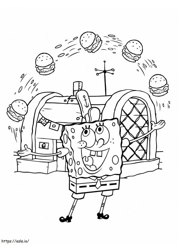 Spongebob dan Burger Gambar Mewarnai