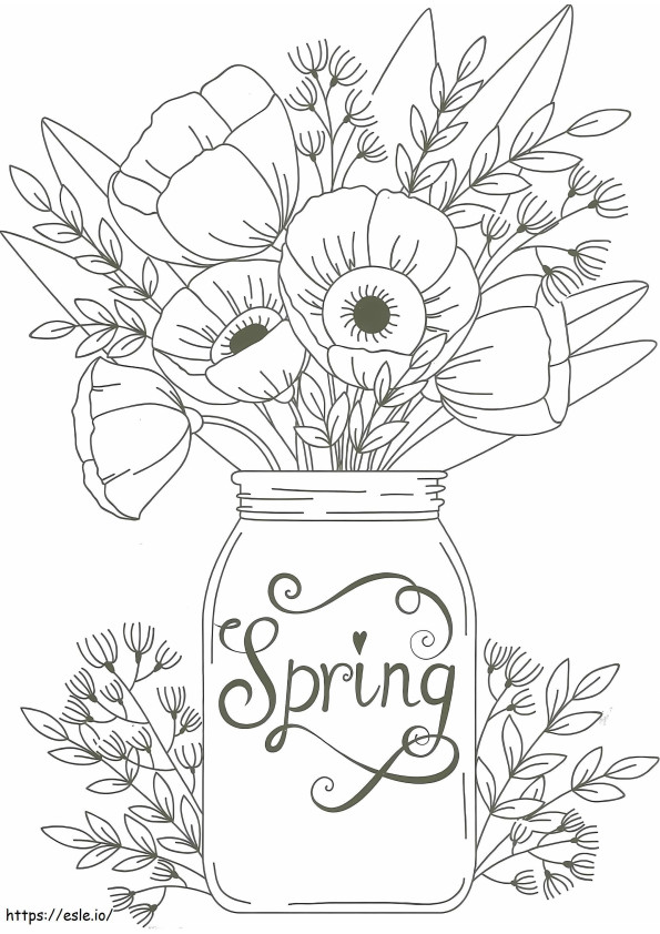 春の花瓶 ぬりえ - 塗り絵