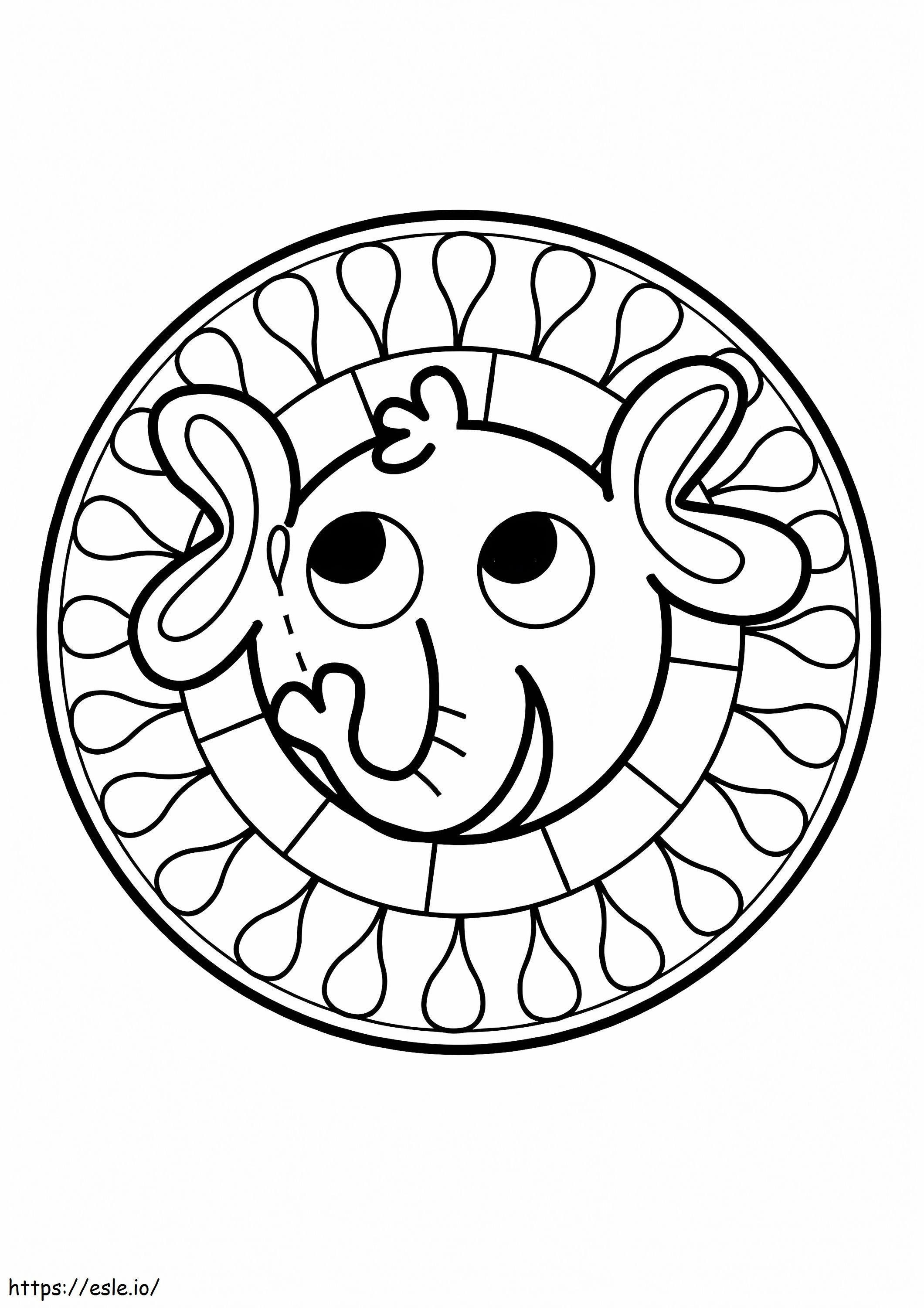 Coloriage Éléphant Mandala pour les tout-petits à imprimer dessin