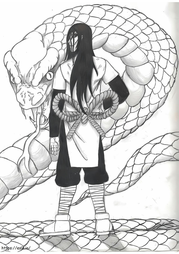 Coloriage Orochimaru en serpent à imprimer dessin