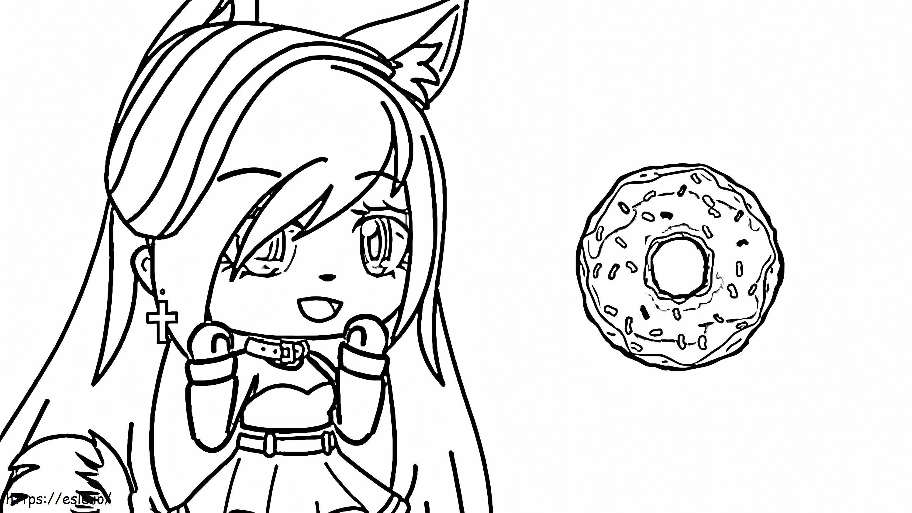Wolf Girl And Donut coloring page