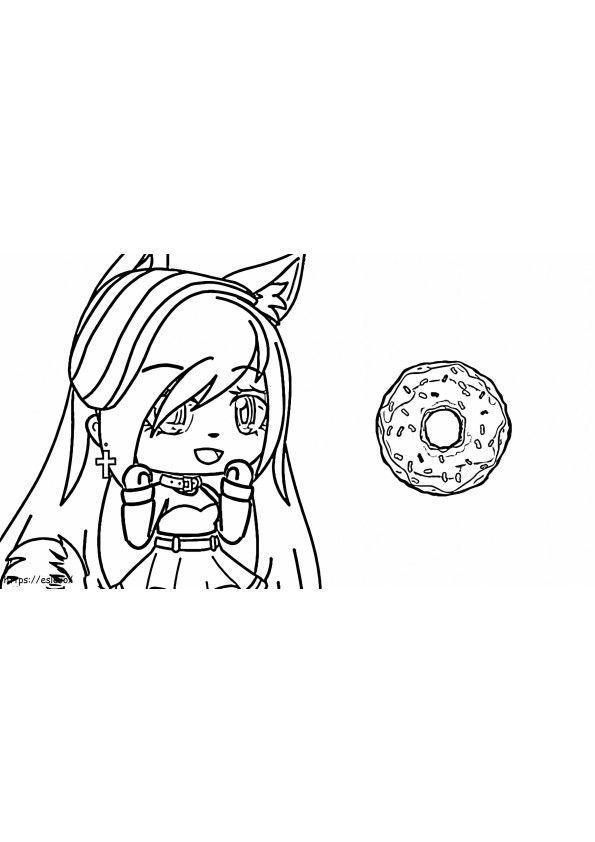 Wolf Girl And Donut coloring page