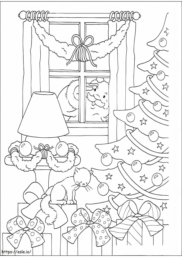 Coloriage Fenêtre de Noël à imprimer dessin