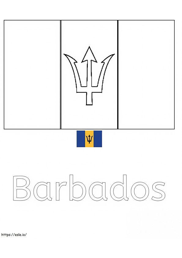 Vlag van Barbados 2 kleurplaat