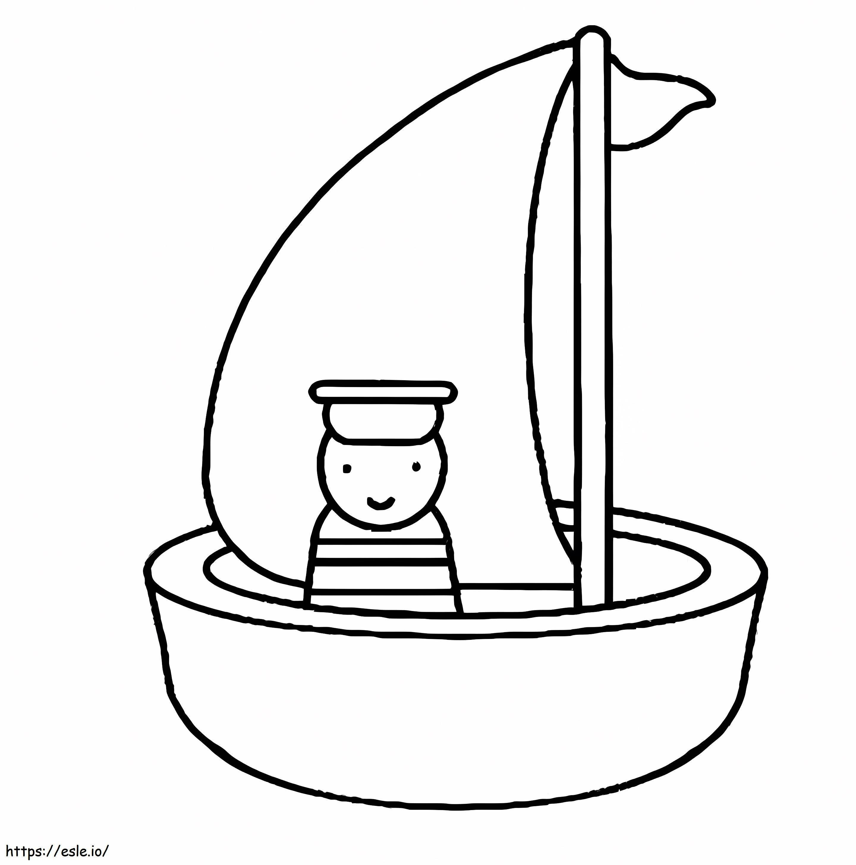 Cute Sailor On Sailboat coloring page