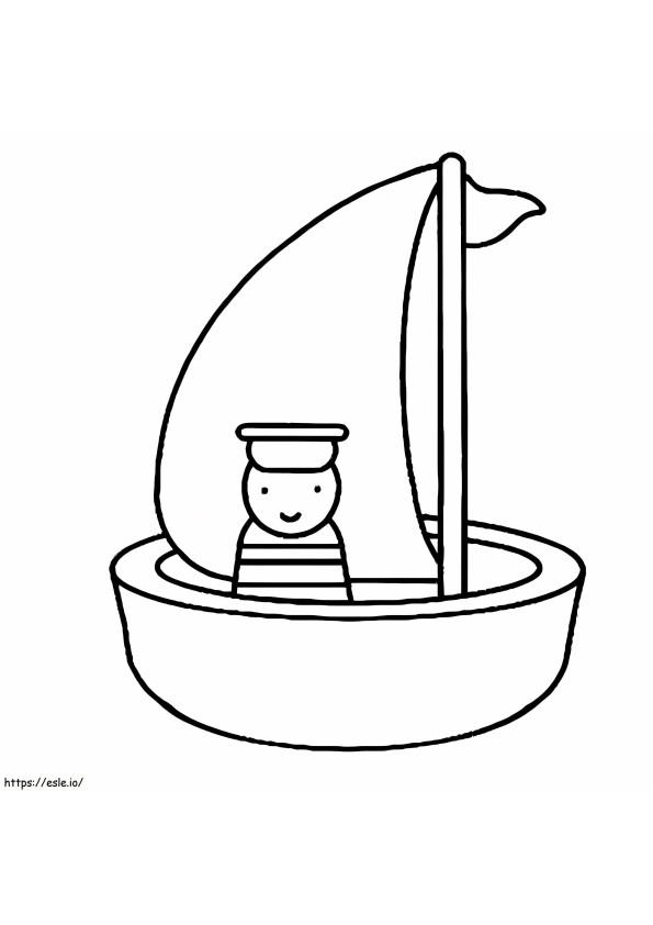 Cute Sailor On Sailboat coloring page