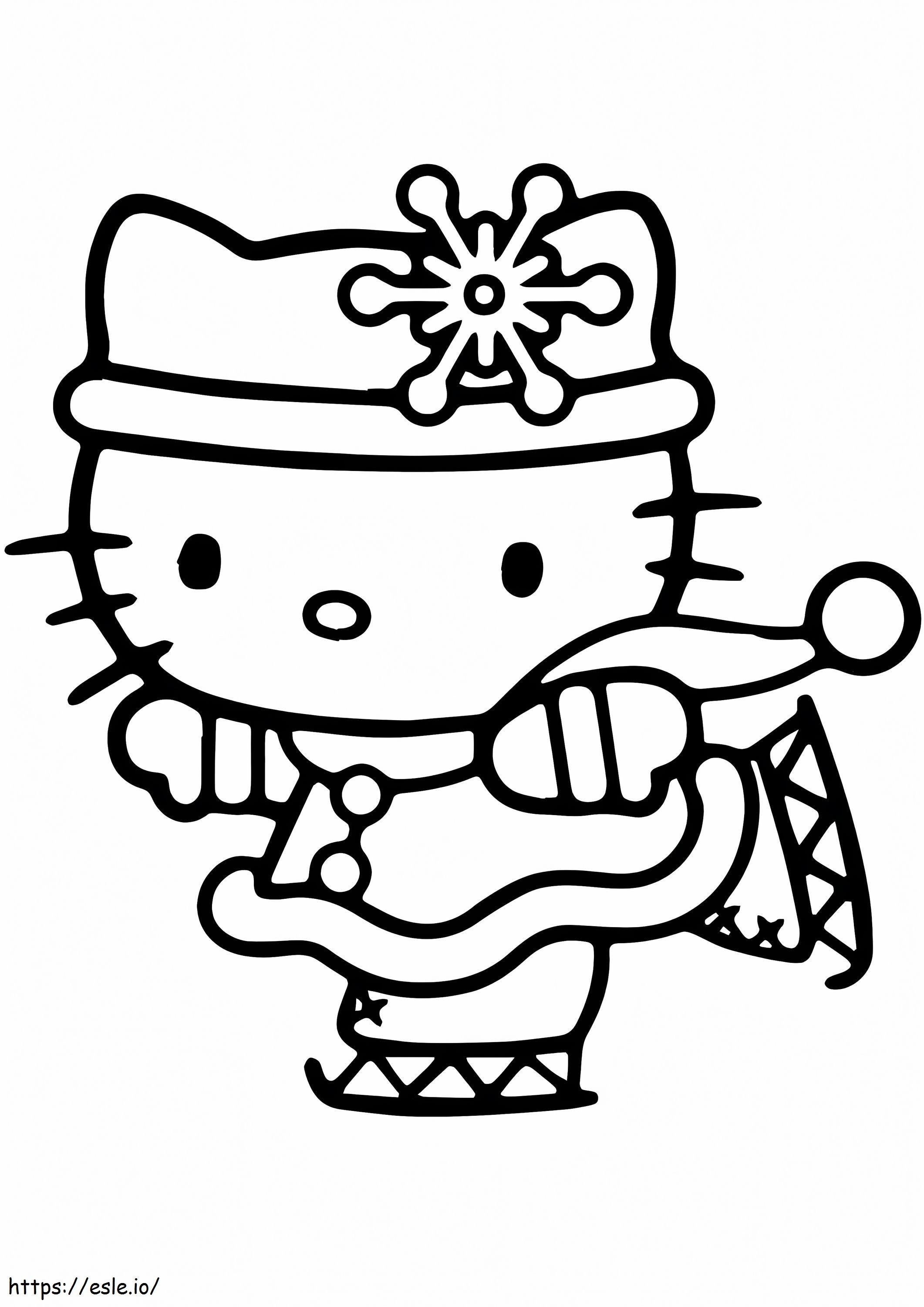 Hello Kitty luistelu värityskuva