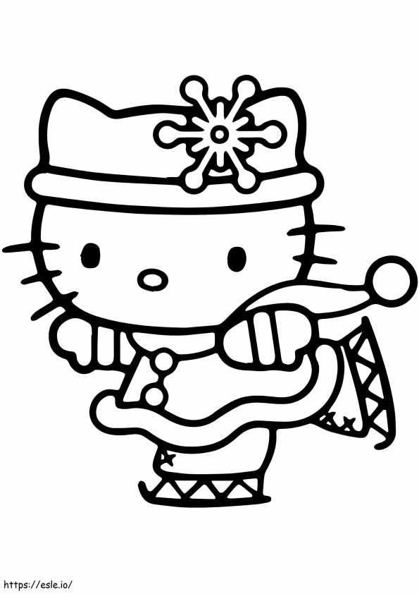 Coloriage Bonjour Kitty Patinage Sur Glace à imprimer dessin
