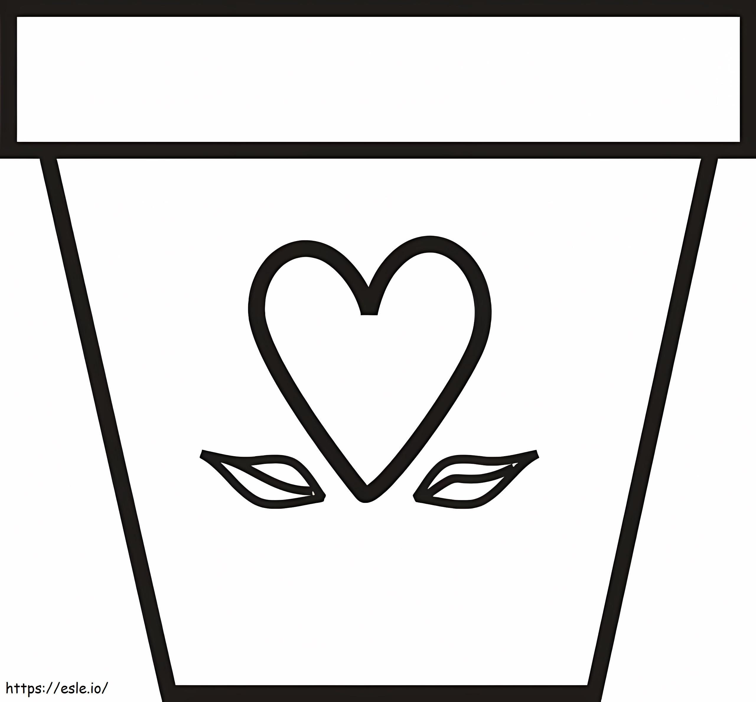Flower Pot With Heart coloring page
