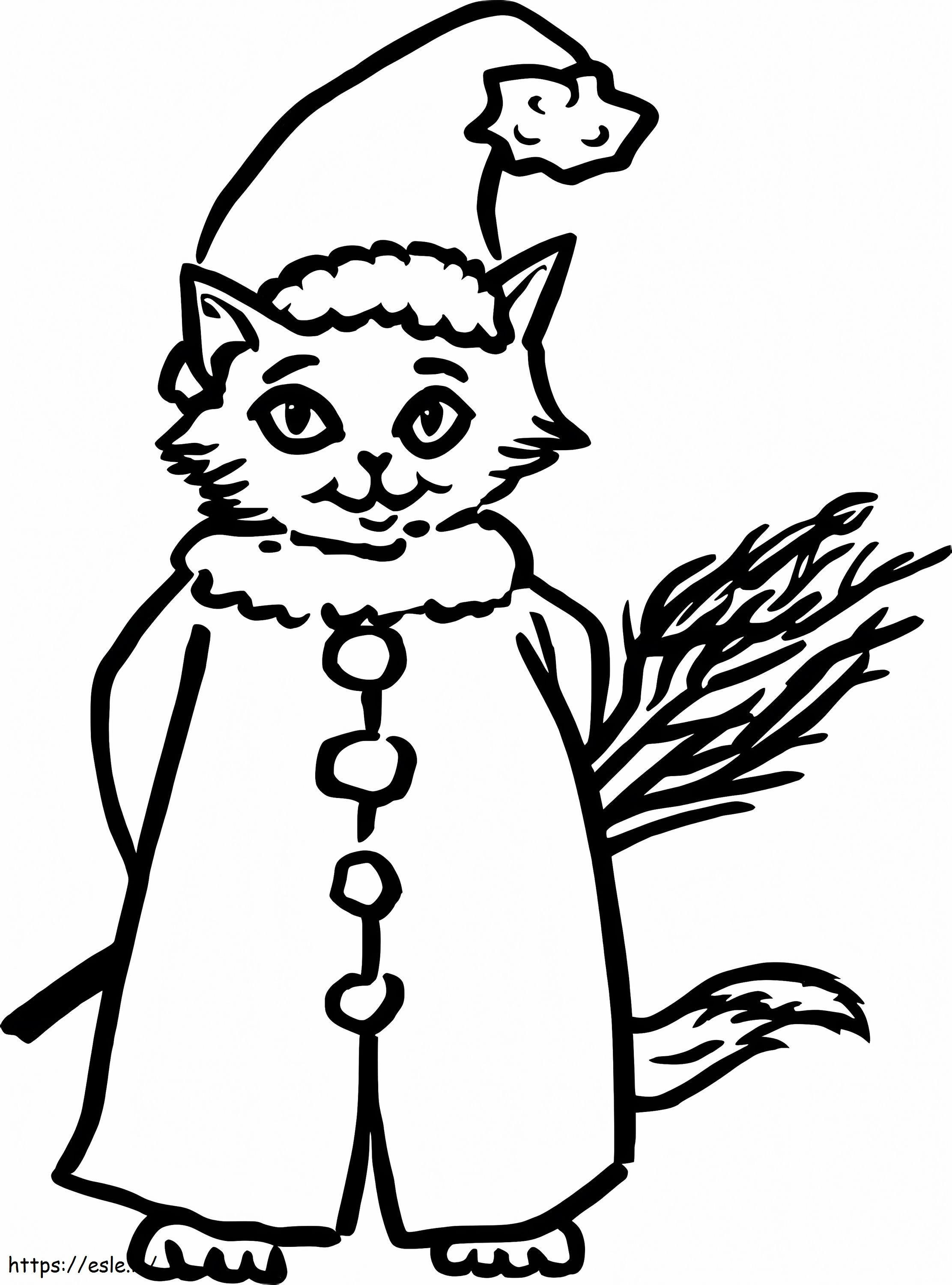 かわいいクリスマス猫 ぬりえ - 塗り絵
