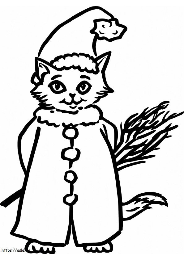 Cute Christmas Cat coloring page