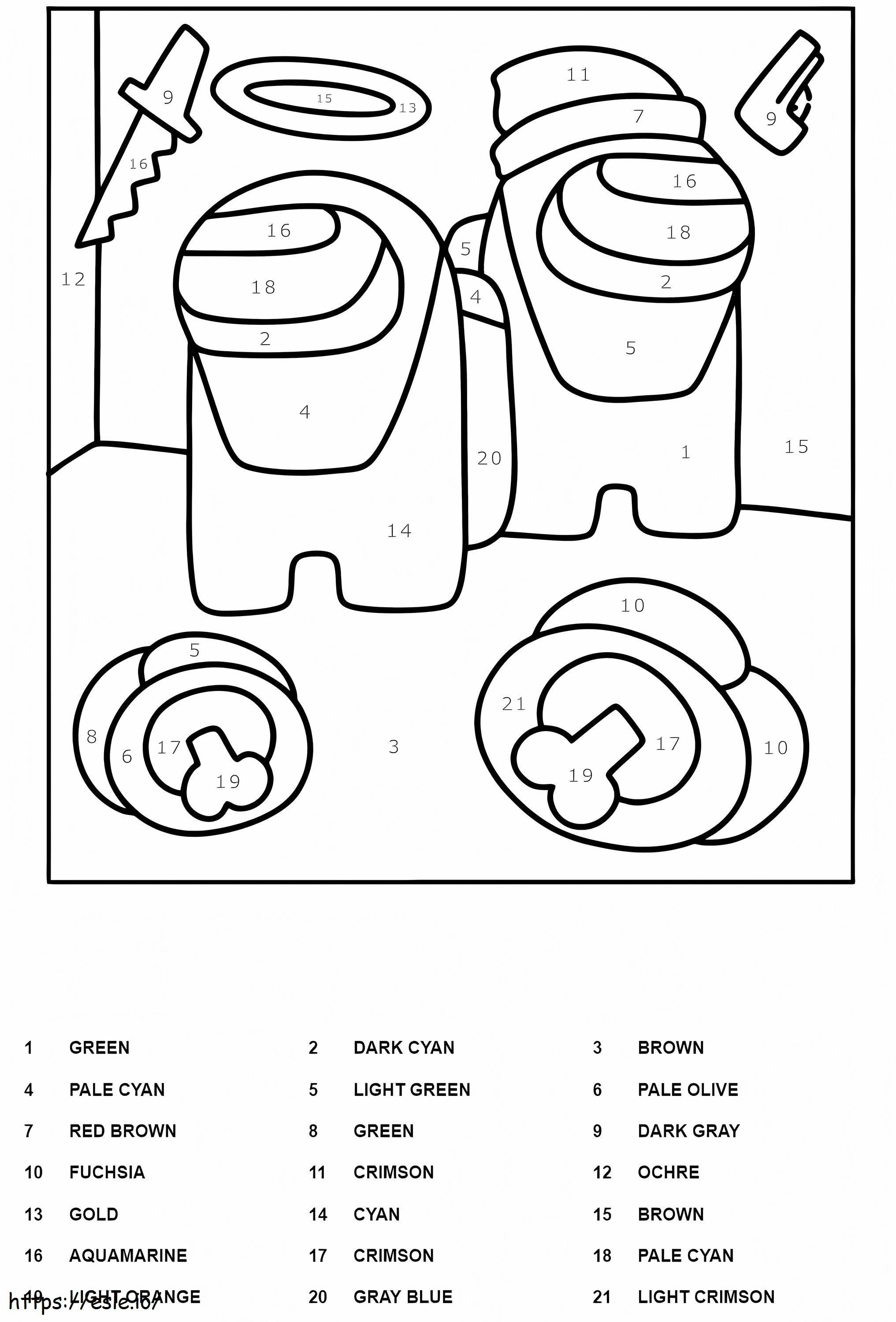 Among Us Color By Number Worksheet coloring page