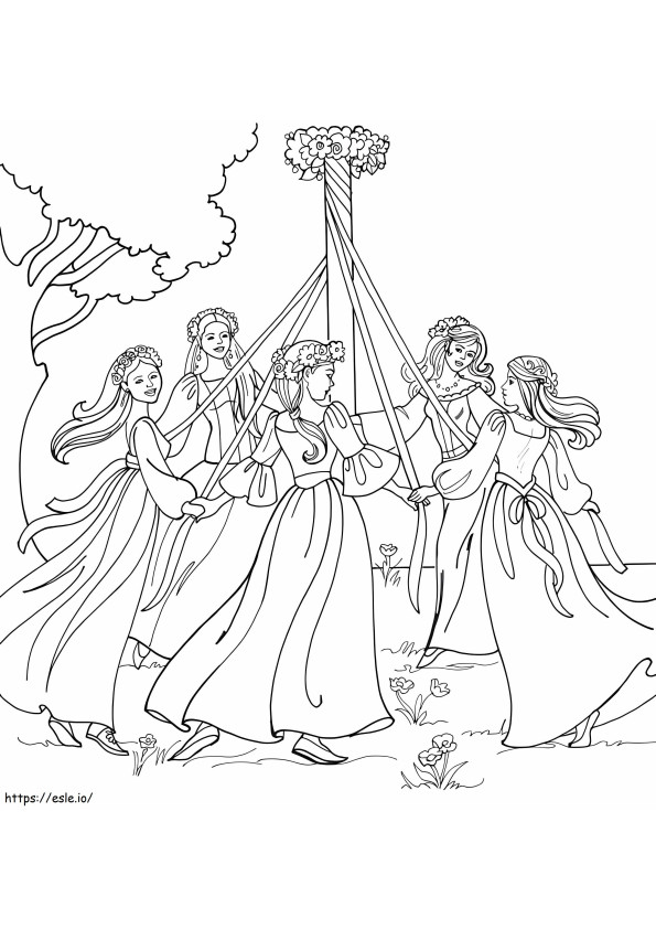 Free Maypole To Print coloring page
