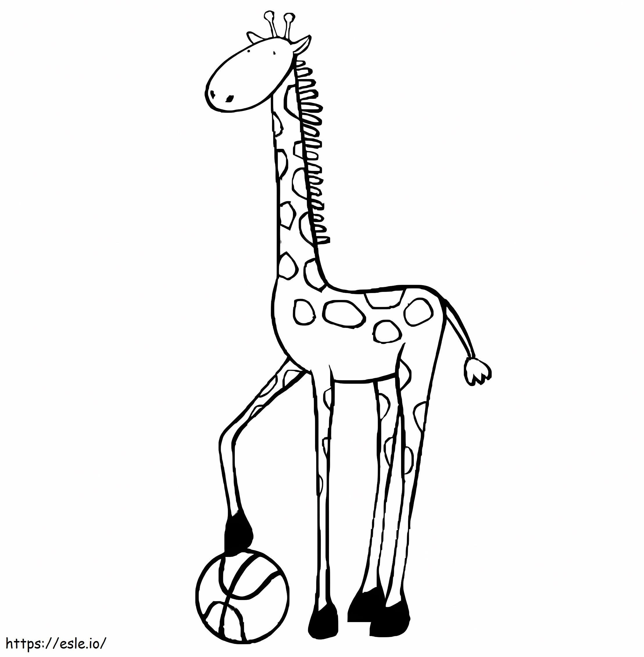 Girafa com bola para colorir