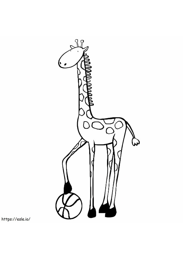 Coloriage Girafe avec ballon à imprimer dessin