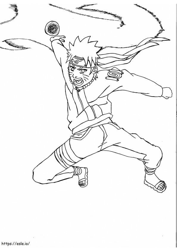 Coloriage Naruto Attaquant 745X1024 à imprimer dessin