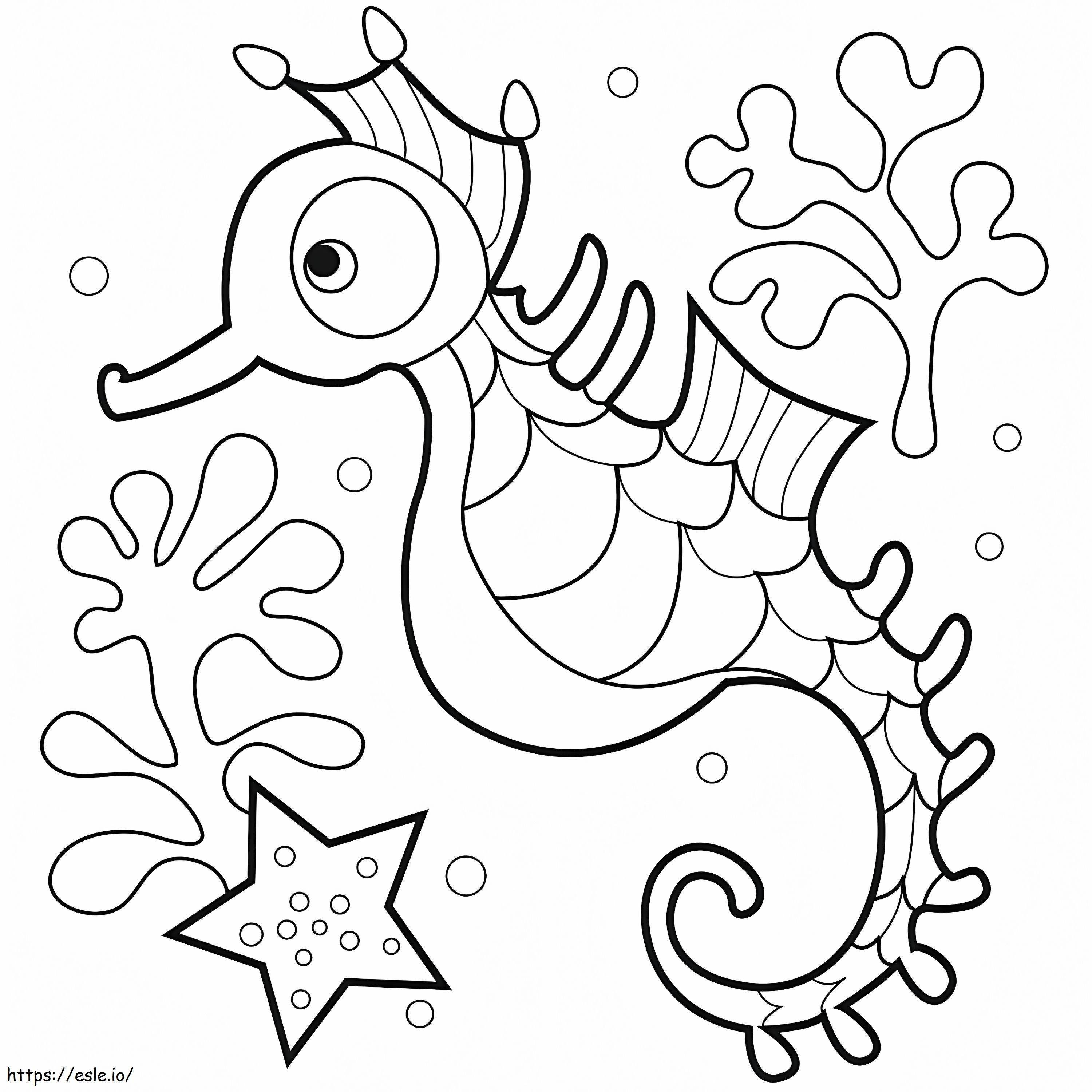 Coloriage Adorable hippocampe à imprimer dessin
