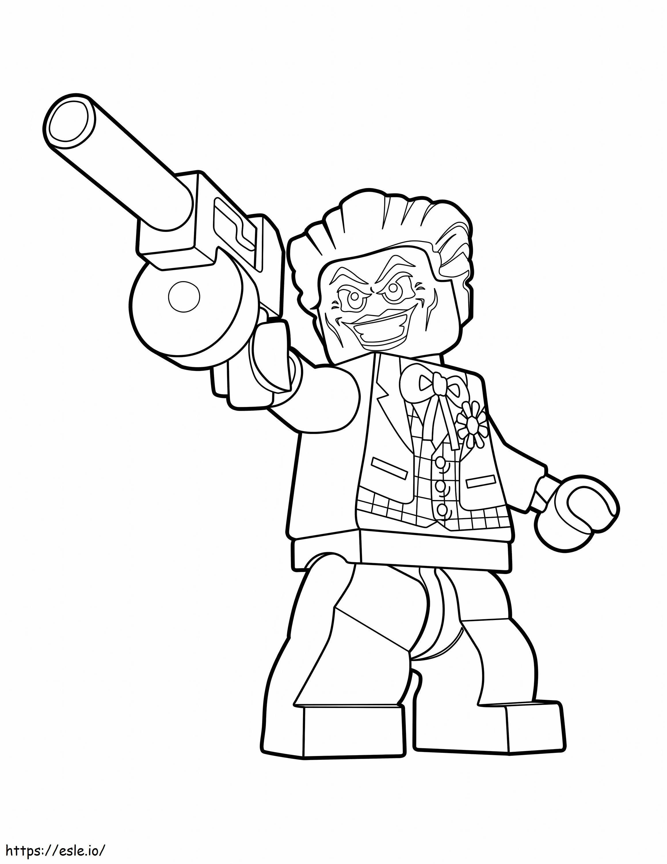 Coloriage Lego Joker avec un pistolet à écailles à imprimer dessin