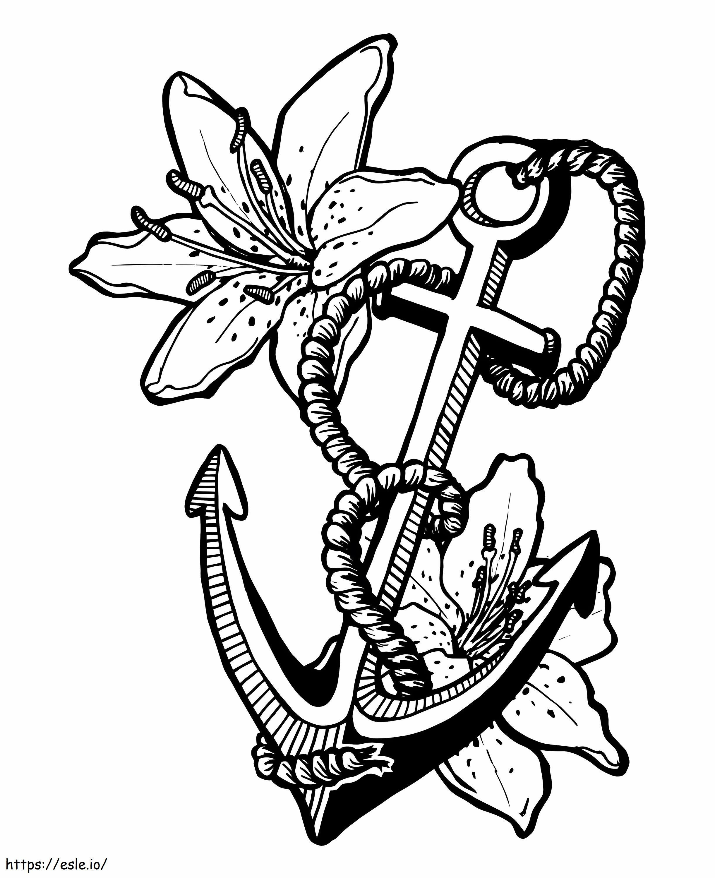 Anchor With Flower coloring page