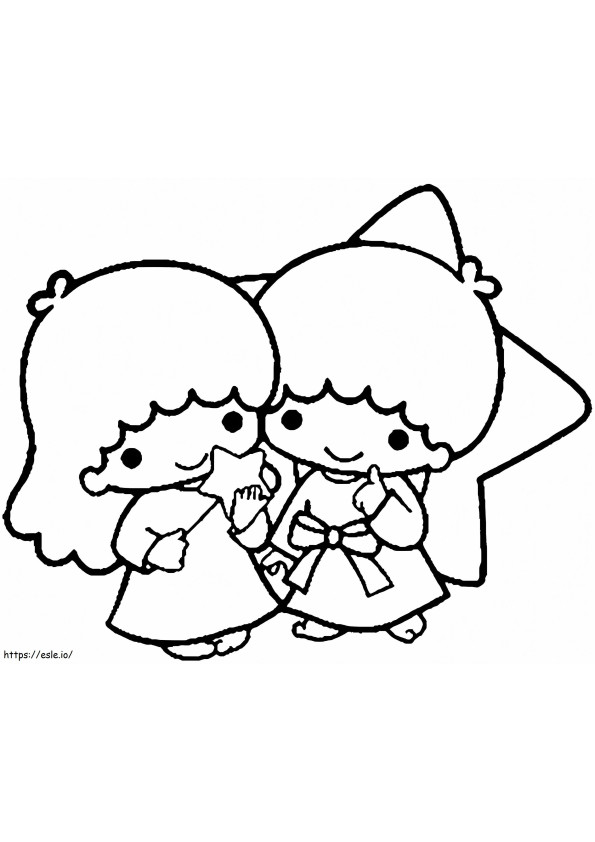 Happy Little Twin Stars coloring page