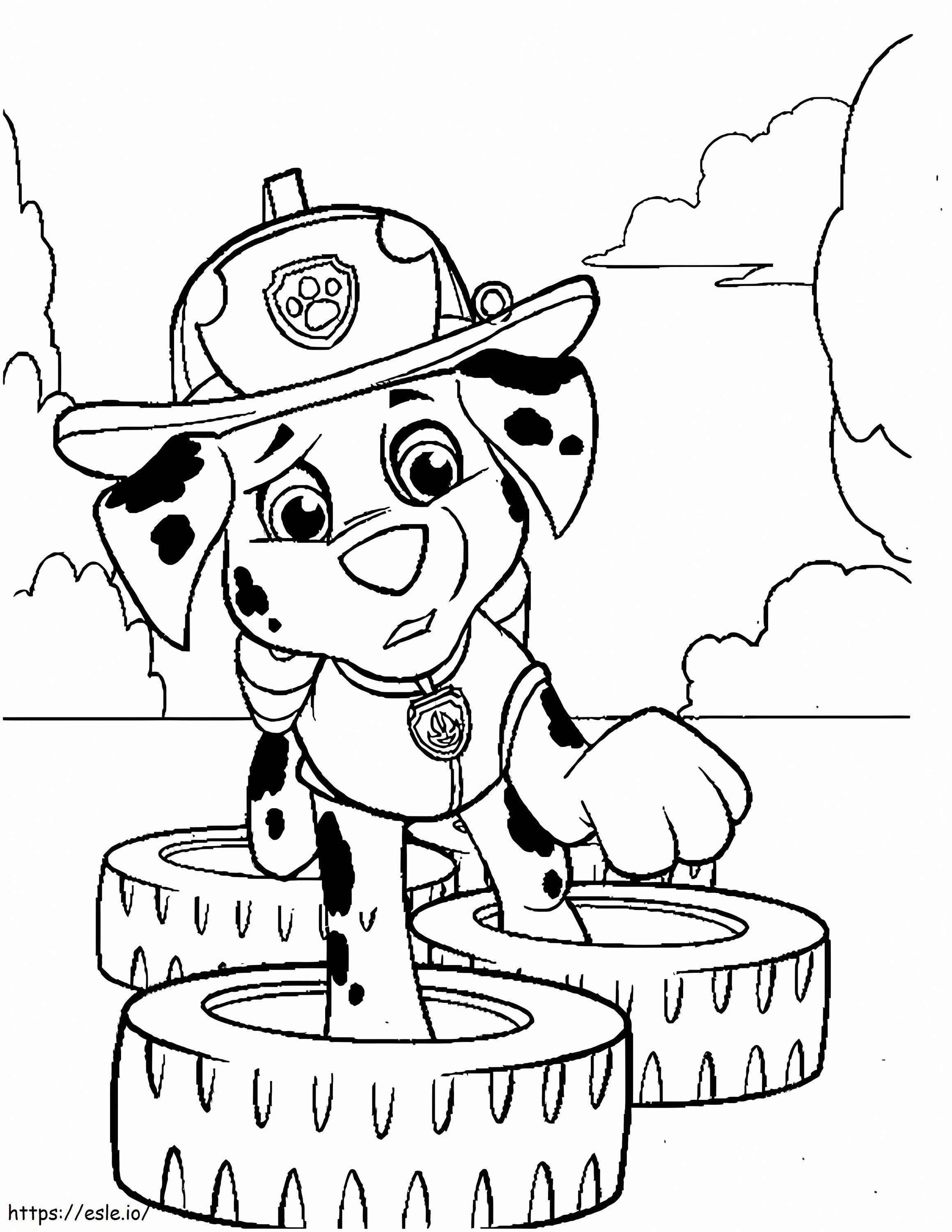 Marshall With Tire Obstacle Challenge coloring page
