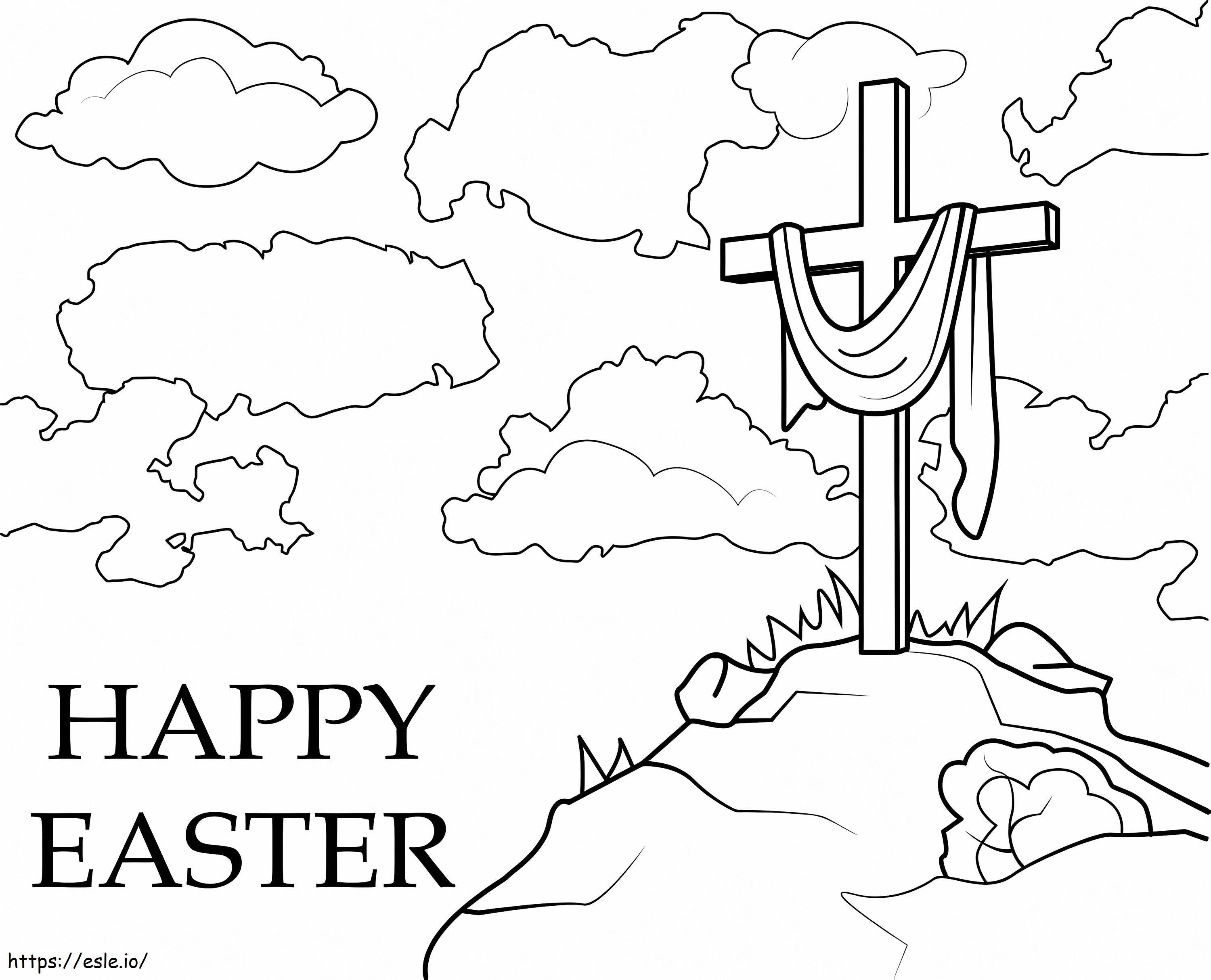Boldog húsvéti kereszt kifestő