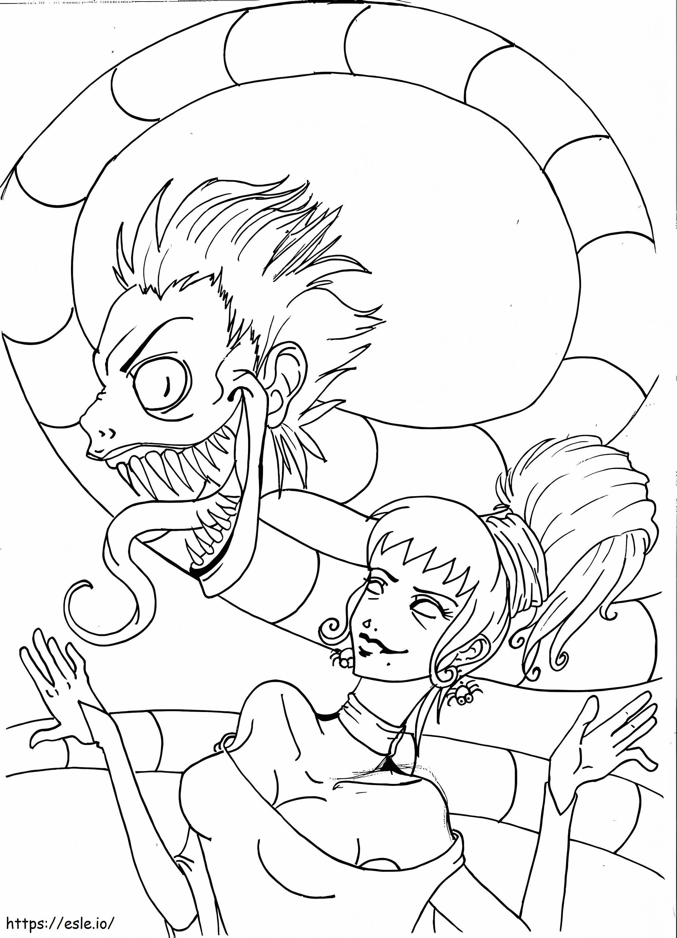 Creepy Lydia Deetz And Beetlejuice coloring page