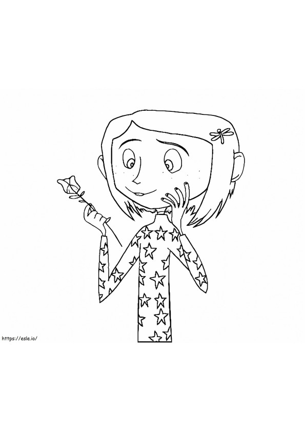 Coraline With A Rose coloring page