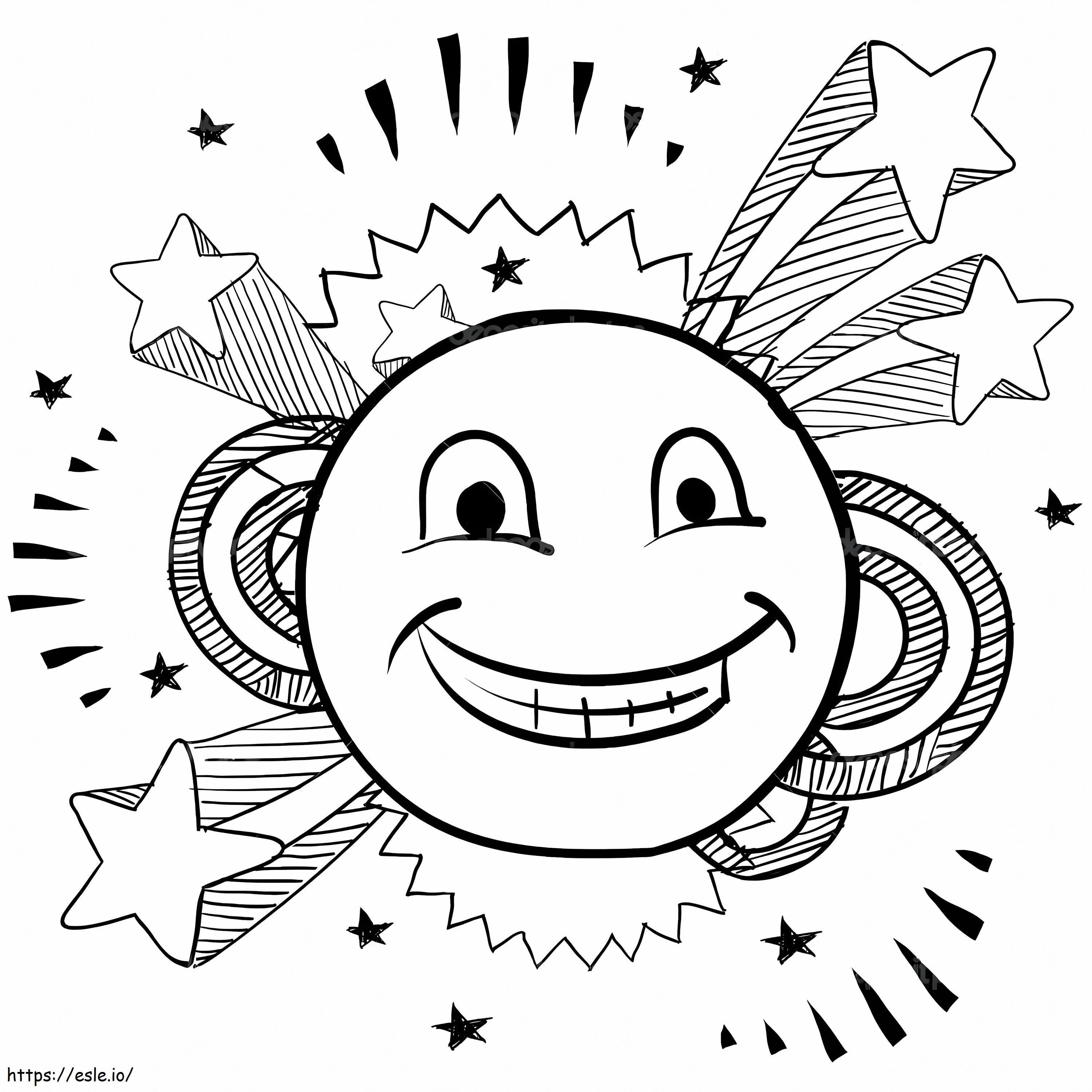 Coloriage Visage souriant et étoile à imprimer dessin
