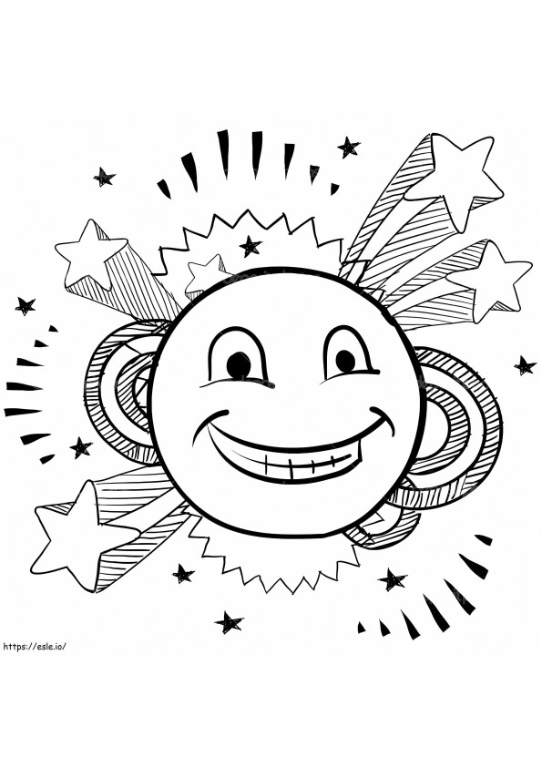 Coloriage Visage souriant et étoile à imprimer dessin