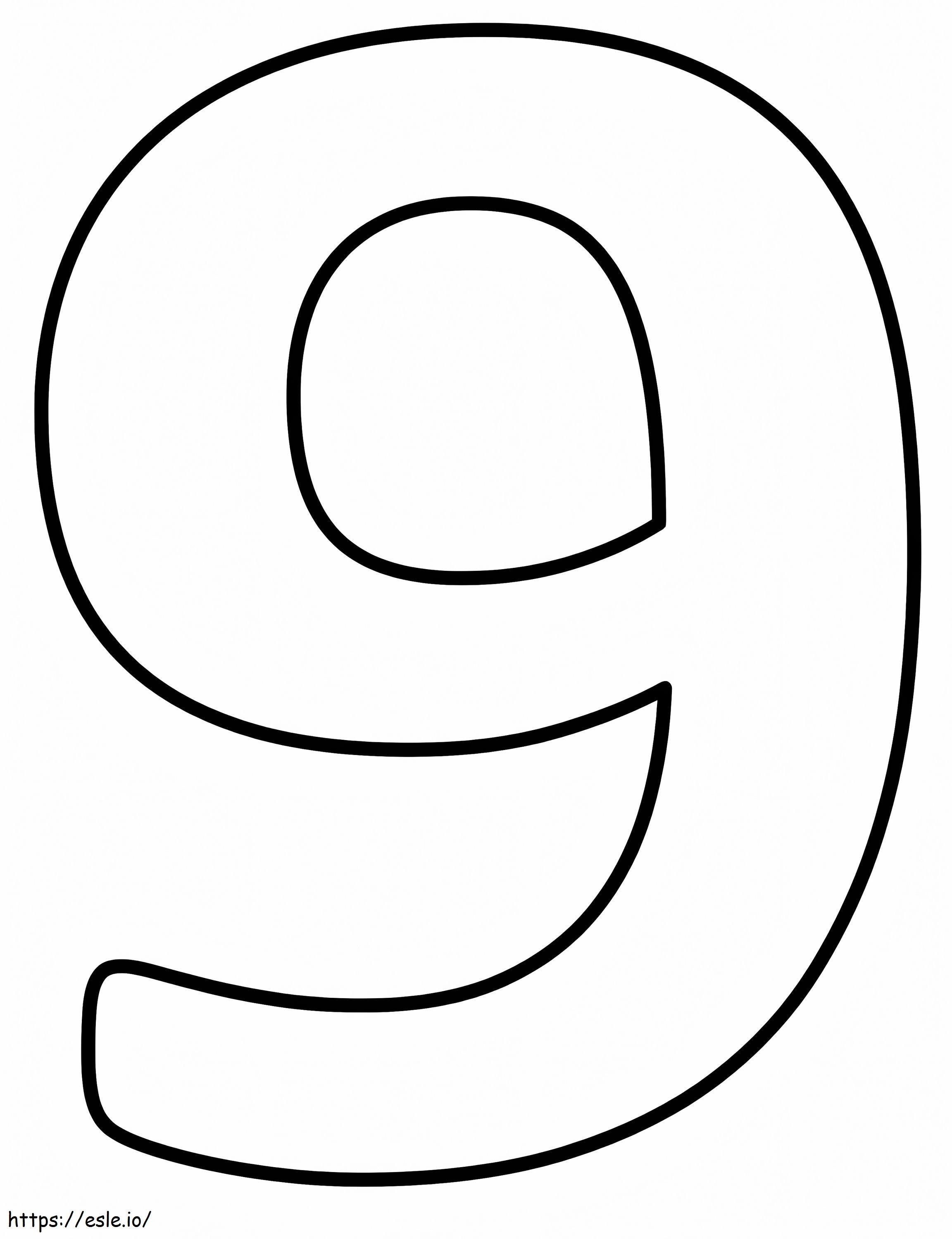 Yksinkertainen numero 9 värityskuva