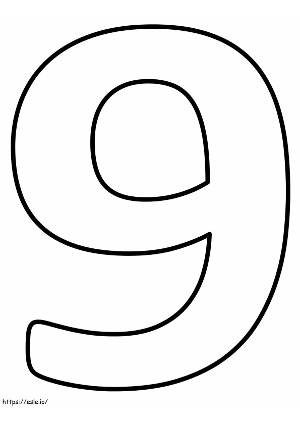 Yksinkertainen numero 9 värityskuva