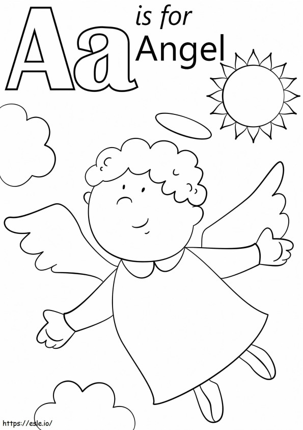 Angel Letter A coloring page