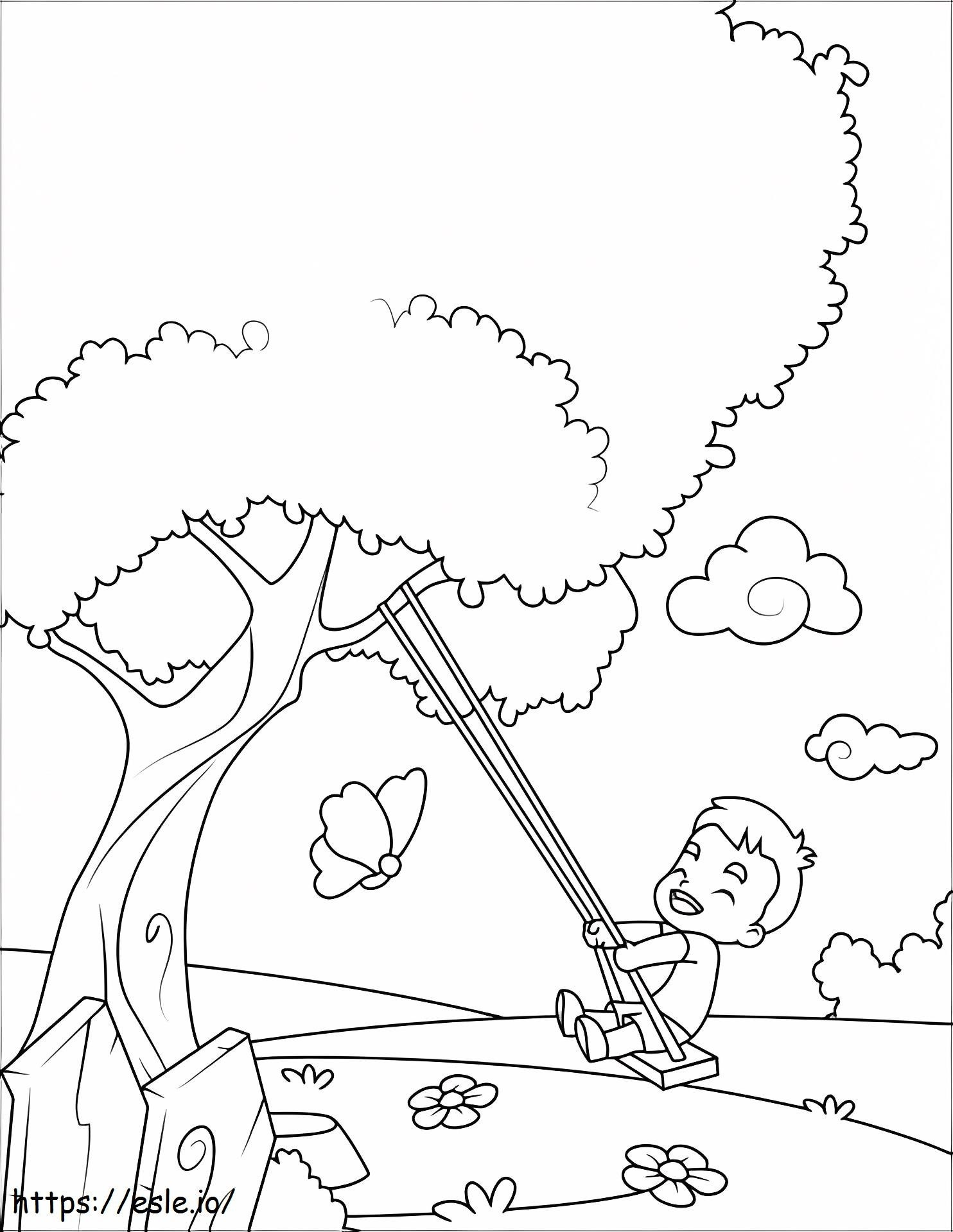 Little Boy Swinging coloring page