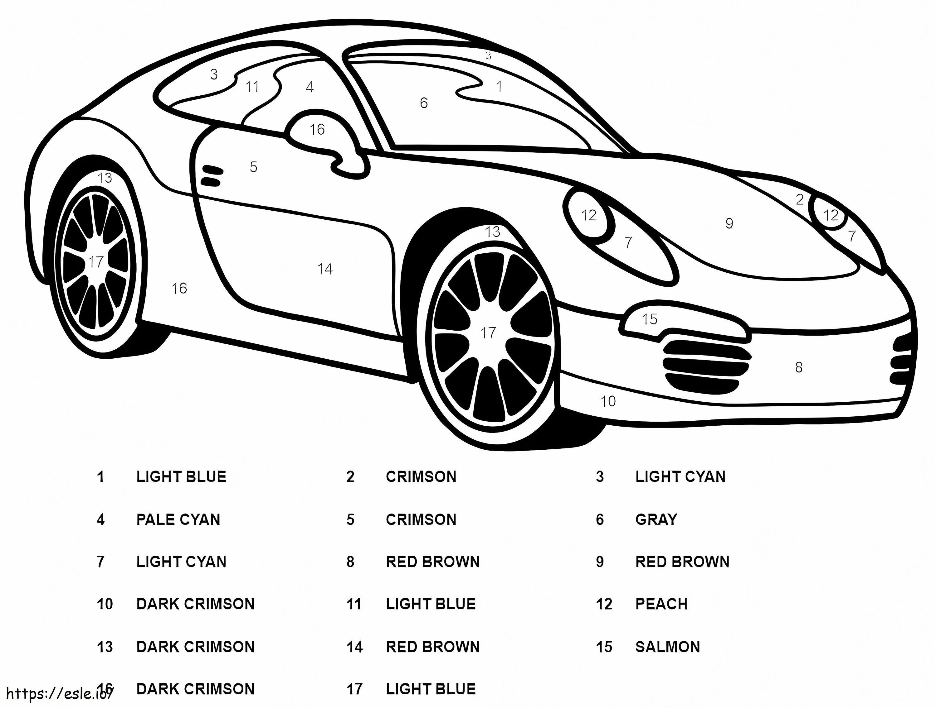 Colore auto Porsche per numero da colorare