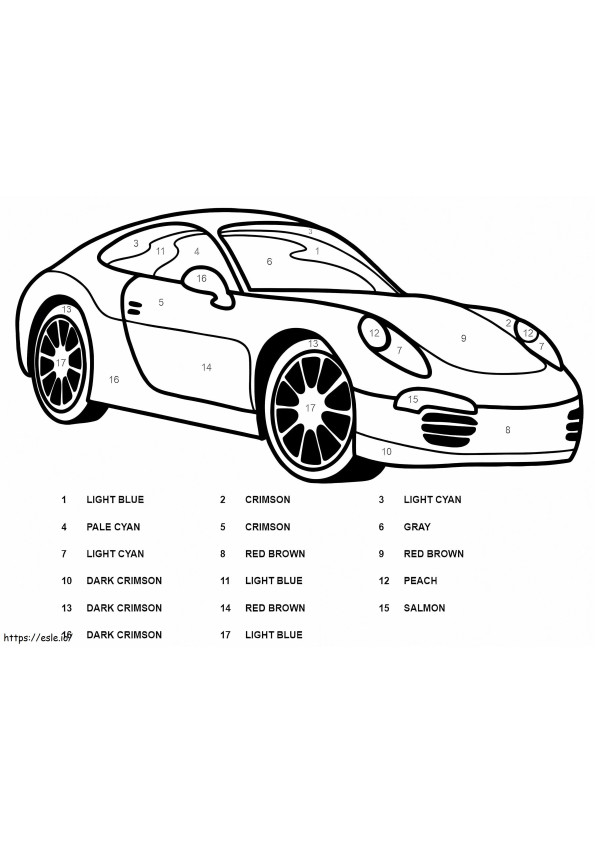 Porsche autokleur op nummer kleurplaat kleurplaat
