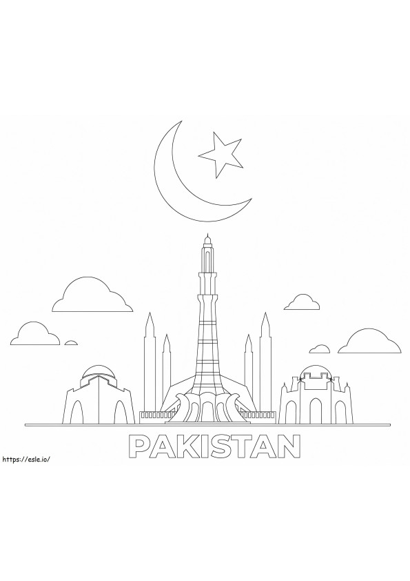 Afdrukbaar Pakistan kleurplaat