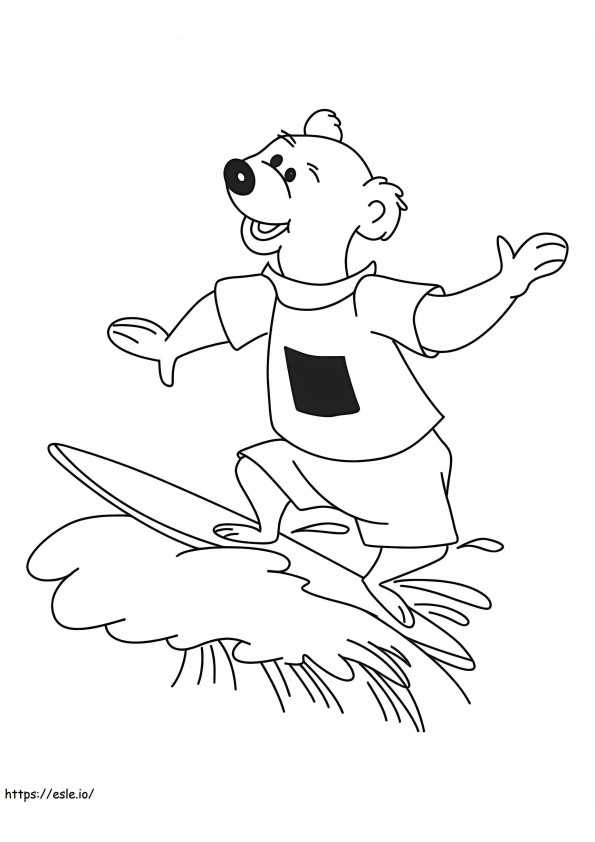 Bear Surfing coloring page