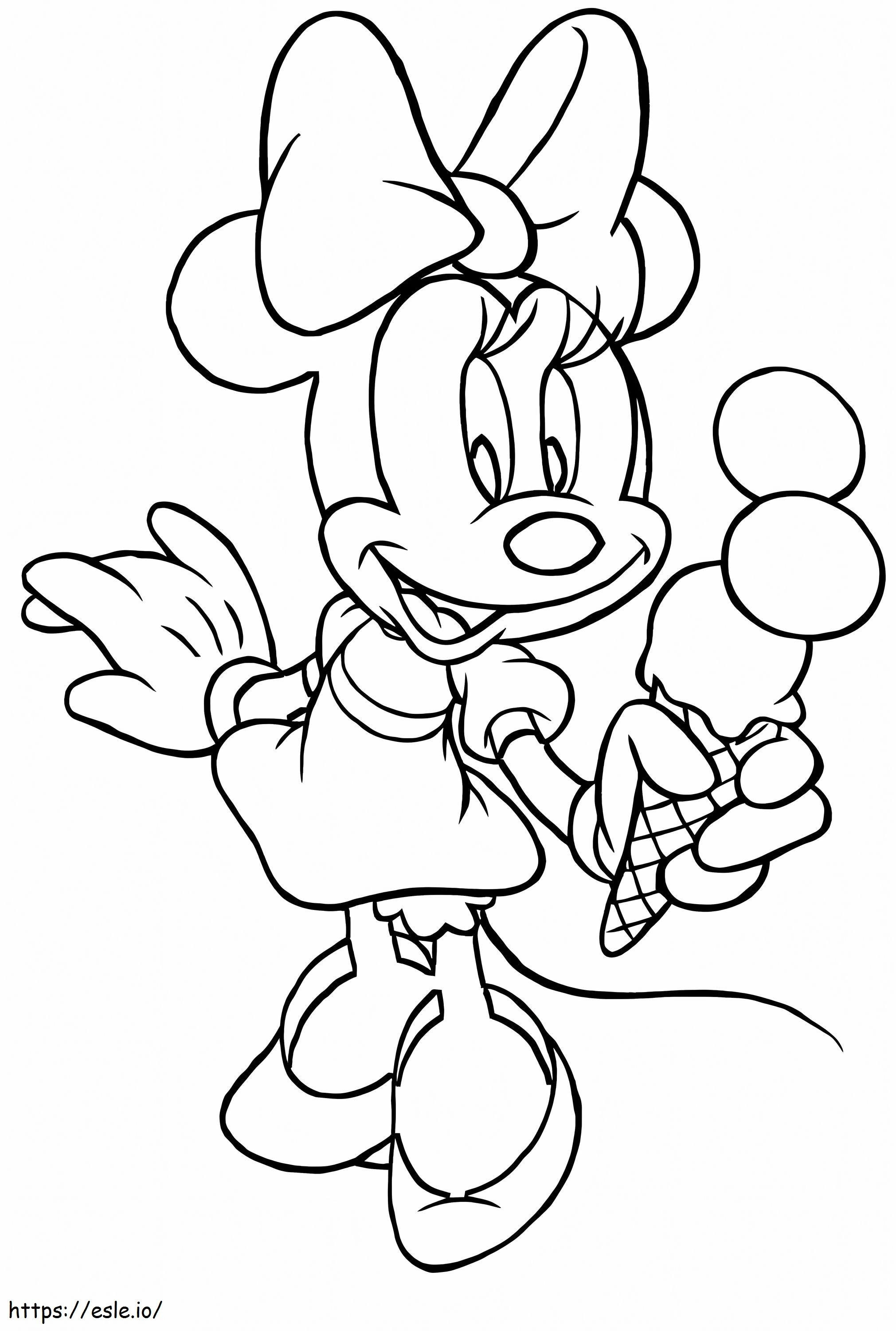 Minnie Mouse Holding Ice Cream coloring page