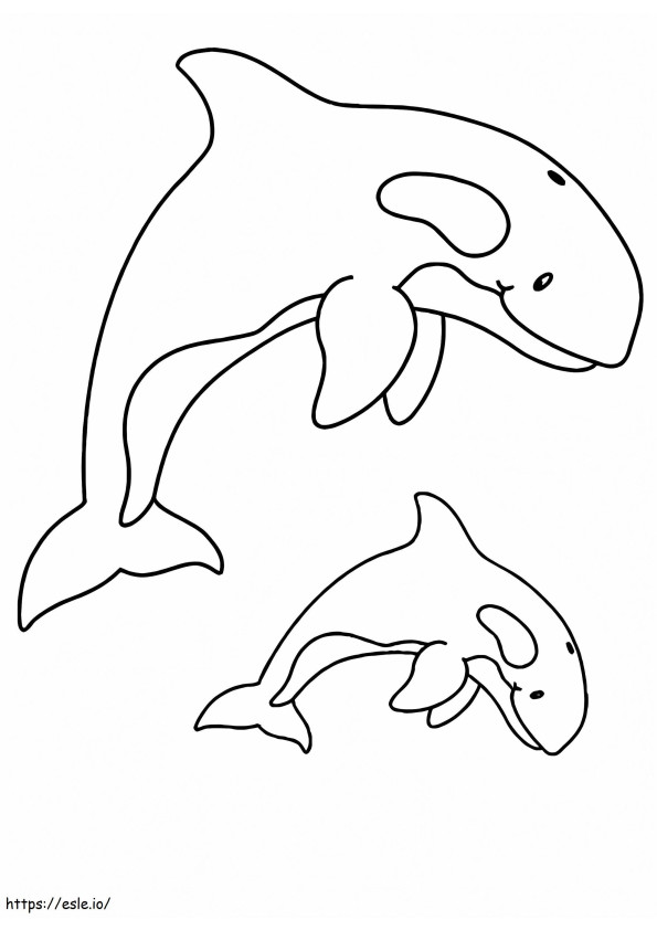 Pulando de duas baleias para colorir