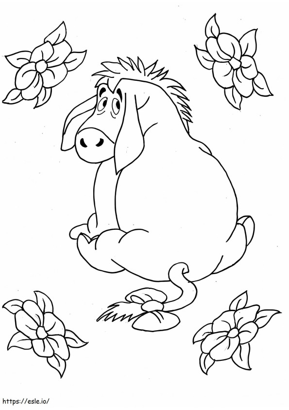 Eeyore And Flower coloring page