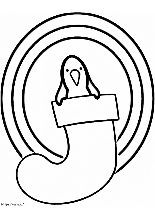 Penguin In Christmas Stocking coloring page