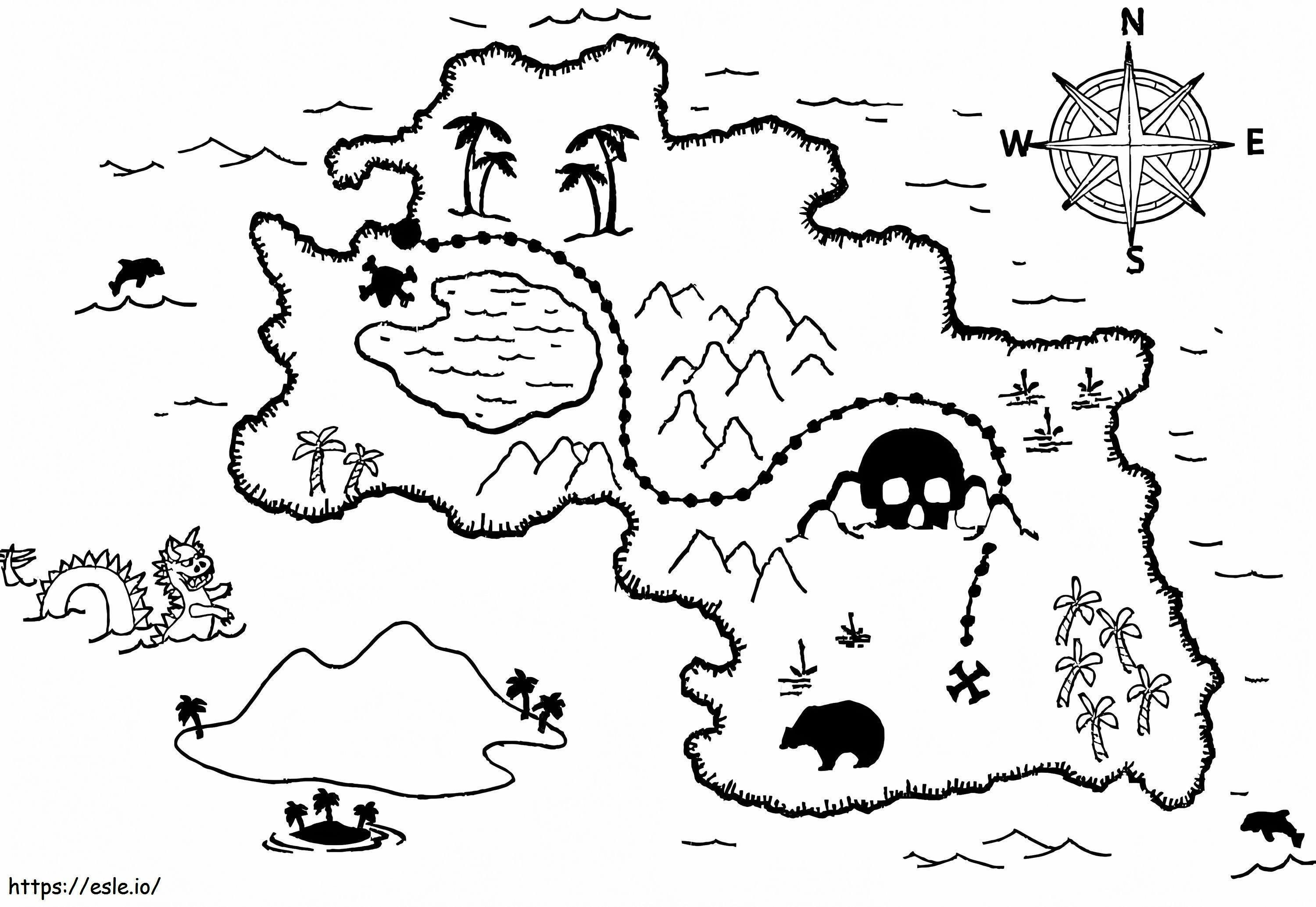 Mapa do tesouro para crianças para colorir