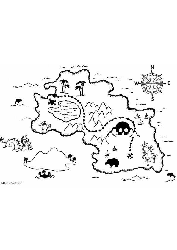 Mapa del tesoro para niños para colorear