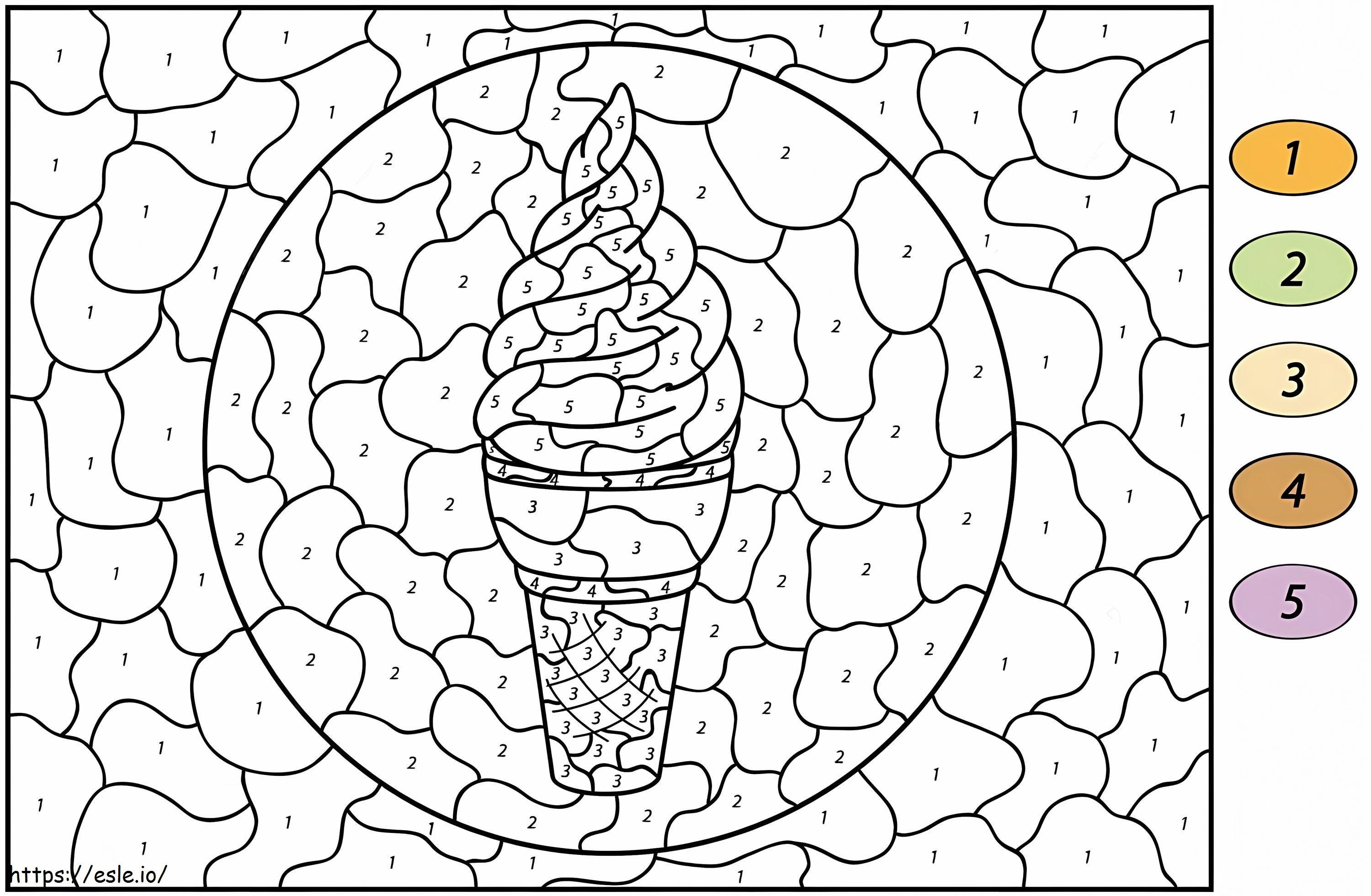Cor do sorvete por número para colorir