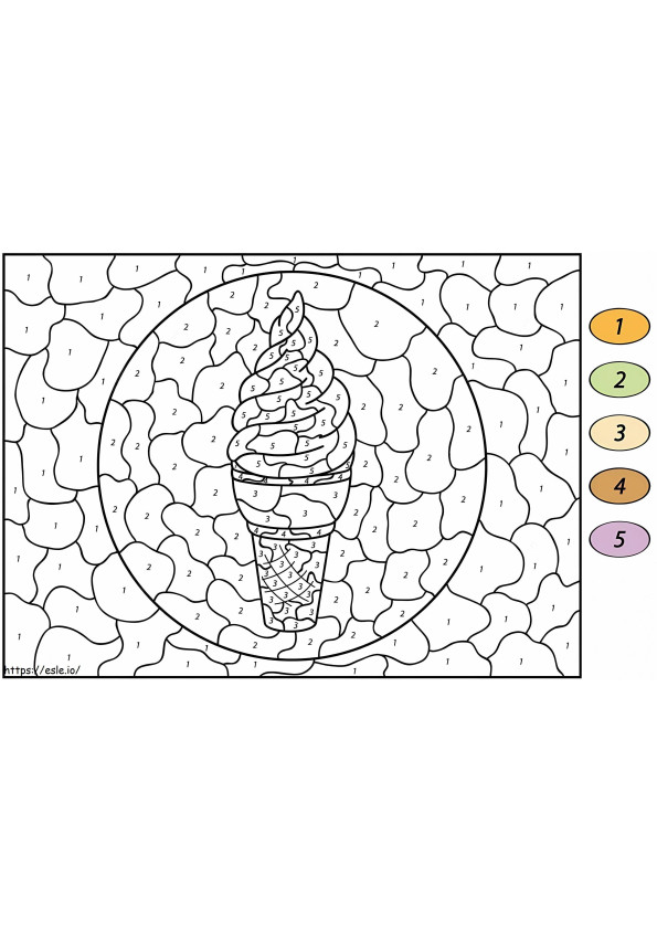 Coloriage Couleur de la crème glacée par numéro à imprimer dessin