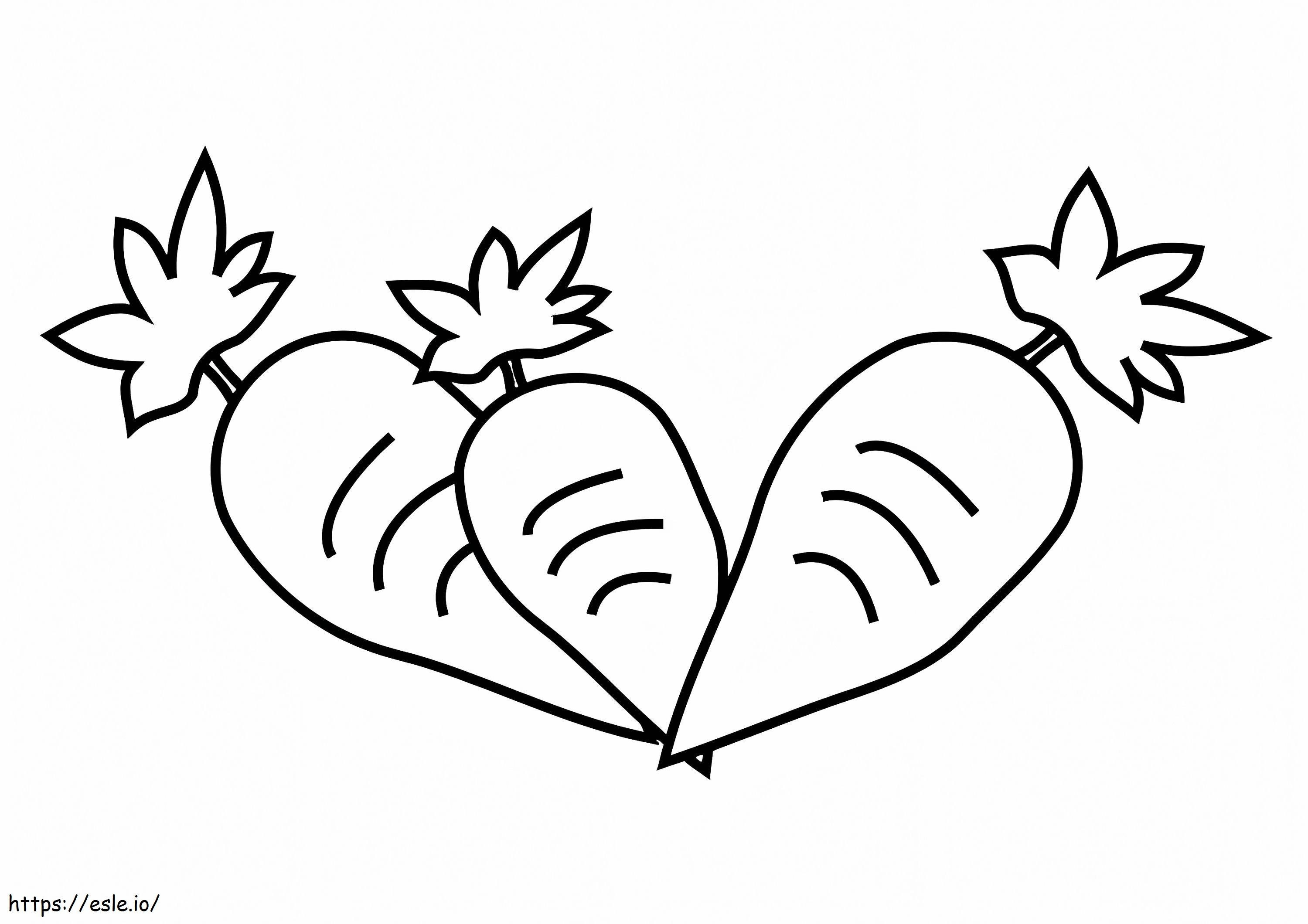 Three Cute Carrots coloring page