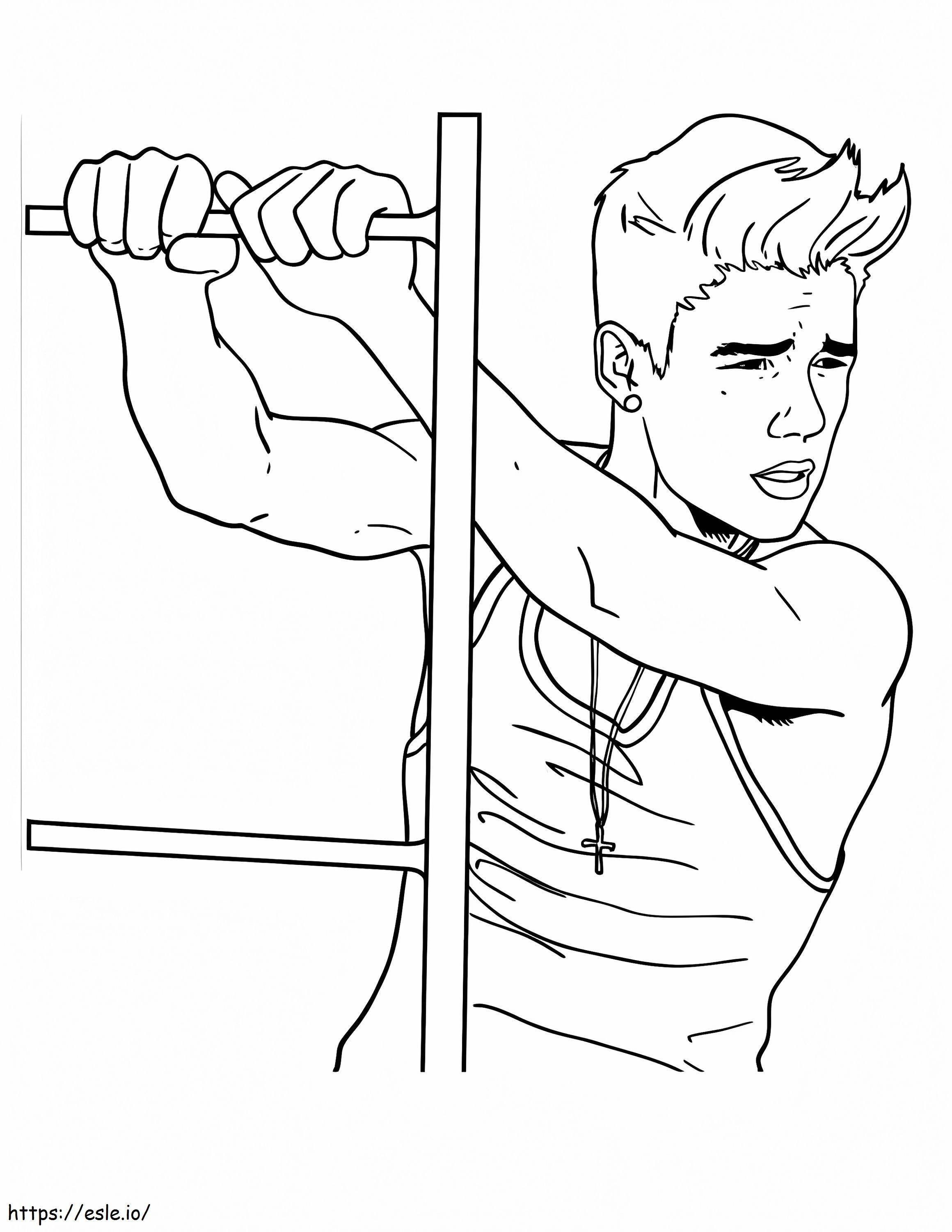 Justin Bieber Goes To The Gym coloring page