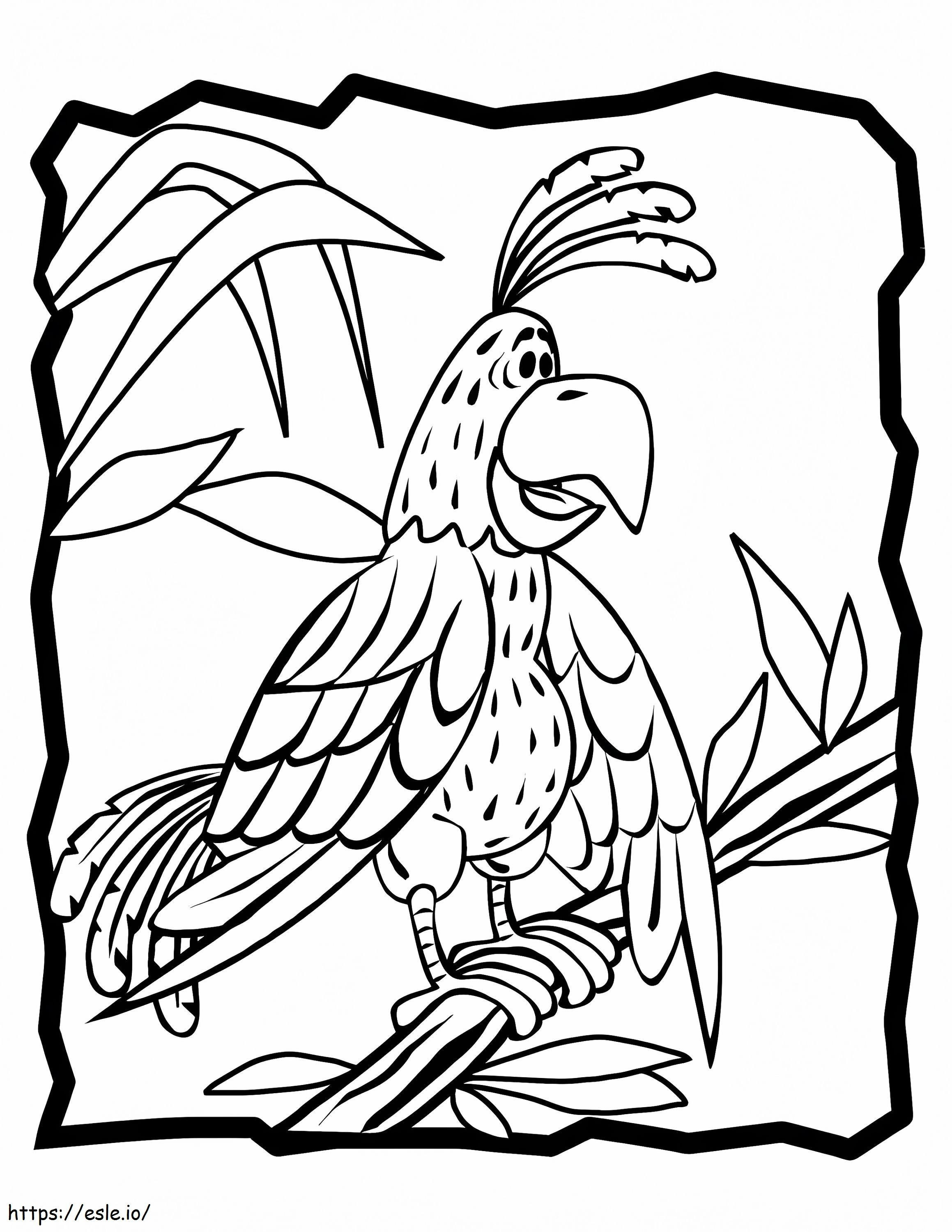 Cartoon Parrot On The Tree coloring page